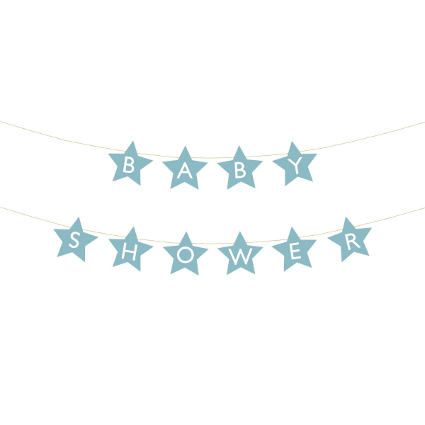 Banner χάρτινο "Baby Shower" Σιελ με Λευκά Γράμματα (μήκος 3μ)