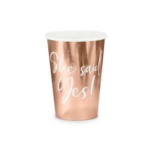 Ποτήρια χάρτινα "She Said Yes!"  220ml Rose Gold - Συσκ. 6 τεμ
