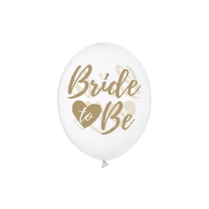 Μπαλόνια Latex 30εκ "Bride to Be" Διάφανα με χρυσά γράμματα -  Συσκ. 6 τμχ