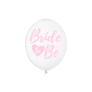 Μπαλόνια Latex 30εκ "Bride to Be" Διάφανα με ροζ γράμματα -  Συσκ. 6 τμχ