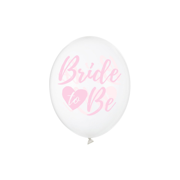 Μπαλόνια Latex 30εκ "Bride to Be" Διάφανα με ροζ γράμματα -  Συσκ. 6 τμχ