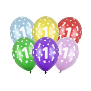 Μπαλόνια Latex 30 εκ 1st Birthday Συσκ. 6 τμχ
