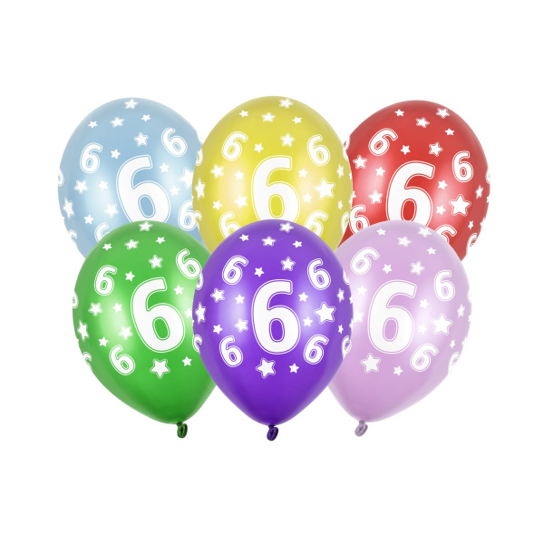 Μπαλόνια Latex 30 εκ 6th Birthday Συσκ. 6 τμχ