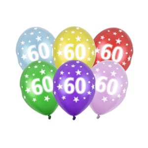 Μπαλόνια Latex 30 εκ 60th Birthday Συσκ. 6 τμχ