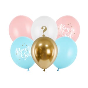 Μπαλόνια Latex 30εκ "Boy or Girl"  Gender Reveal Διάφορα χρώματα - Συσκ. 6 τμχ