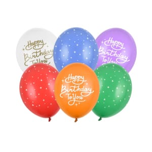 Μπαλόνια Latex 30εκ "Happy Birthday to you" Διάφορα σχέδια - Συσκ. 6 τμχ