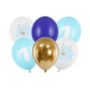 Μπαλόνια Latex 30εκ "1st Birthday" Αγόρι - Διάφορα σχέδια -  Συσκ. 6 τμχ