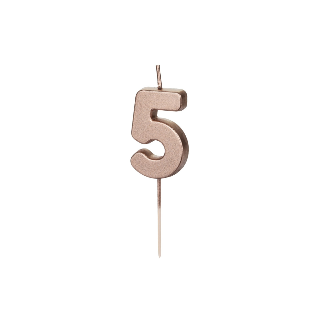 Κερί Ροζ Χρυσό "5"  Rose Gold 4,5 εκ ύψος