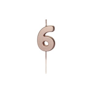 Κερί Ροζ Χρυσό "6"  Rose Gold 4,5 εκ ύψος