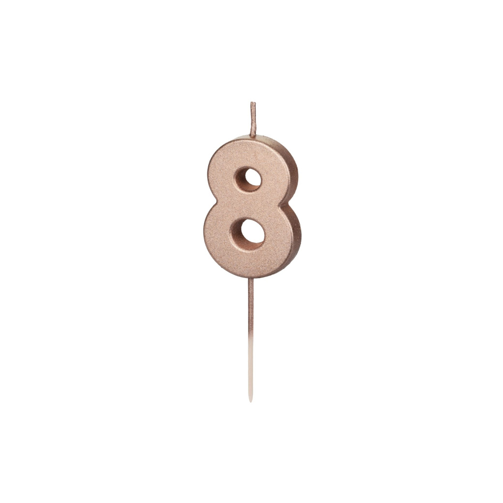 Κερί Ροζ Χρυσό "8"  Rose Gold 4,5 εκ ύψος
