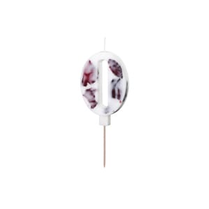 Κερί Λευκό με λουλούδια "0"  White with flower petals 8 εκ ύψος