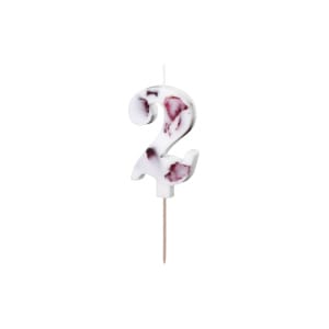 Κερί Λευκό με λουλούδια "2"  White with flower petals 8 εκ ύψος