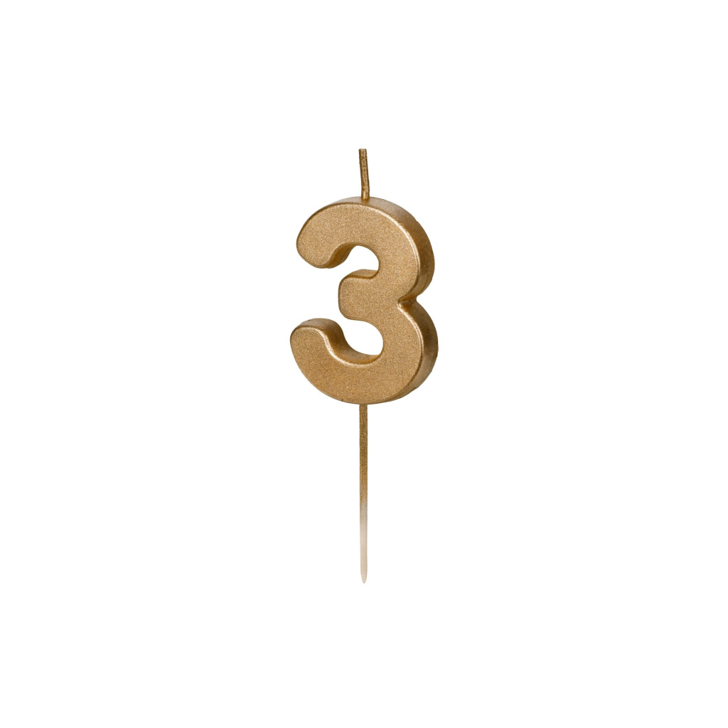 Κερί Χρυσό "3" Gold 4,5 εκ ύψος