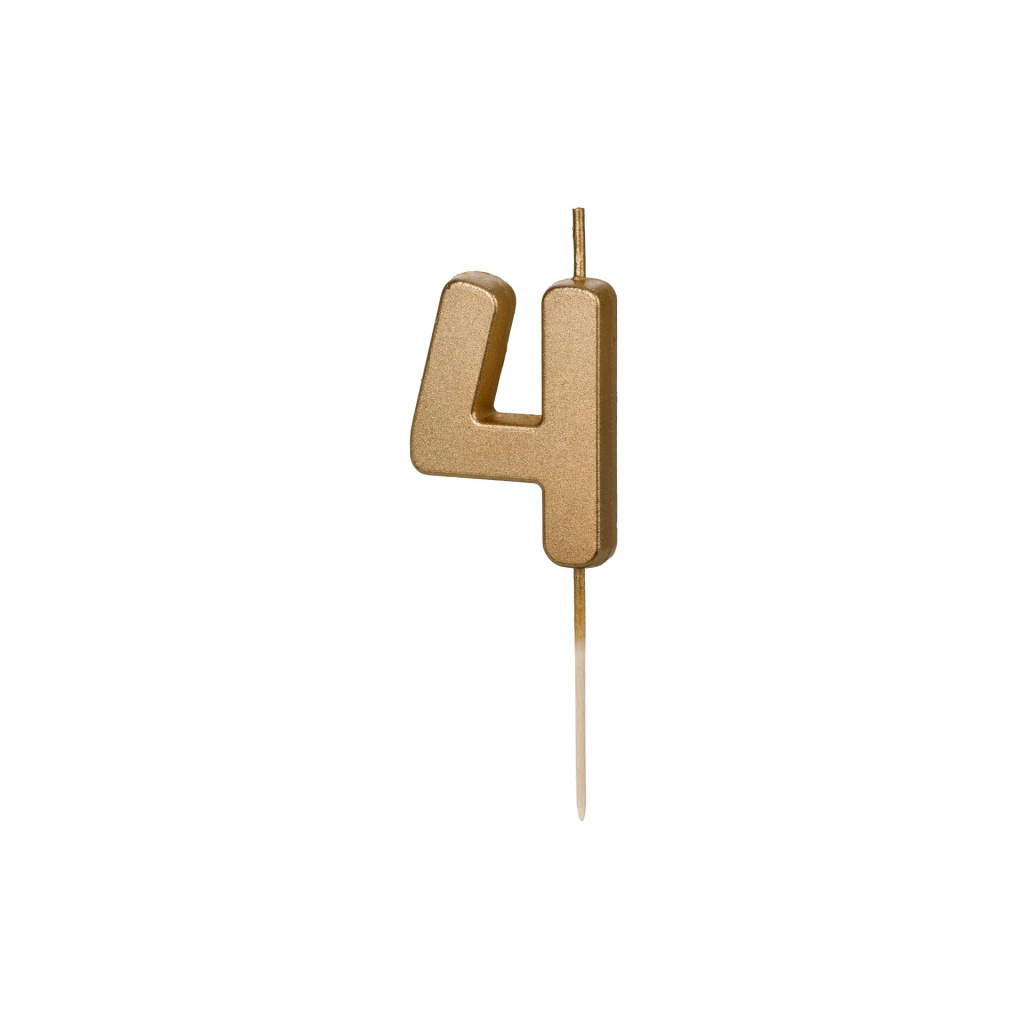 Κερί Χρυσό "4" Gold 4,5 εκ ύψος