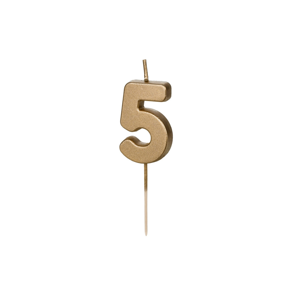 Κερί Χρυσό "5" Gold 4,5 εκ ύψος