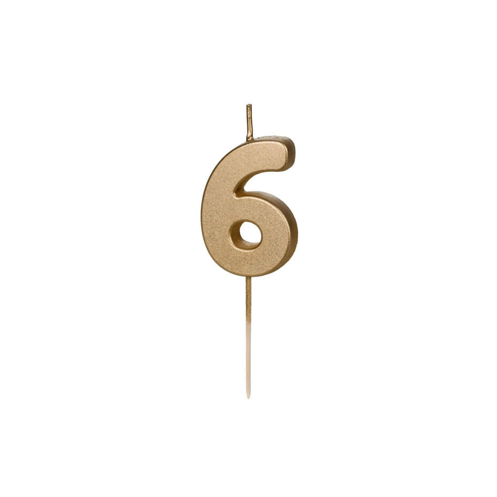 Κερί Χρυσό "6" Gold 4,5 εκ ύψος