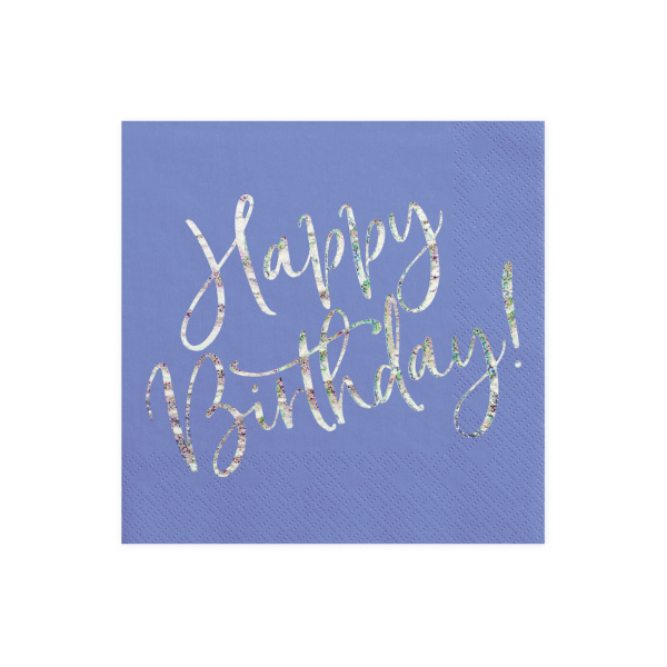 Χαρτοπετσέτες 33 x 33εκ Happy Birthday Navy Blue - Συσκ. 20 τεμ