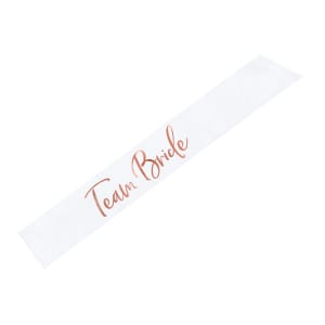 Κορδέλα σατέν Λευκή "Team Bride" με Rose Gold γράμματα 75εκ.