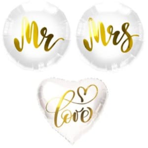 Μπαλόνια Foil "Mr"  Mrs" "Love" 45εκ. διάμ. - Συσκ. 3 τεμ
