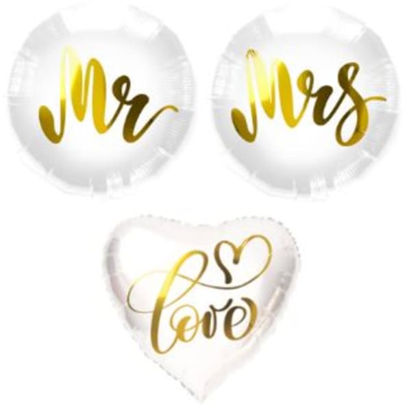 Μπαλόνια Foil "Mr"  Mrs" "Love" 45εκ. διάμ. - Συσκ. 3 τεμ