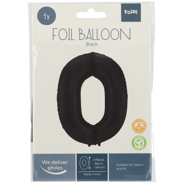 Μπαλόνι Foil Αριθμός "0"  Μαύρο 86 Εκ. Ύψος - Image 2