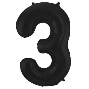Μπαλόνι Foil Αριθμός "3"  Μαύρο 86 Εκ. Ύψος