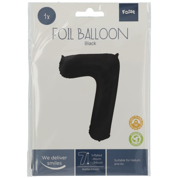 Μπαλόνι Foil Αριθμός "7"  Μαύρο 86 Εκ. Ύψος - Image 2