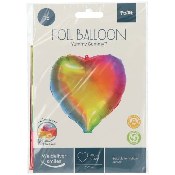 Μπαλόνι Foil σχήμα Καρδιά Πολύχρωμη 18" -  45εκ διάμ. - Image 2