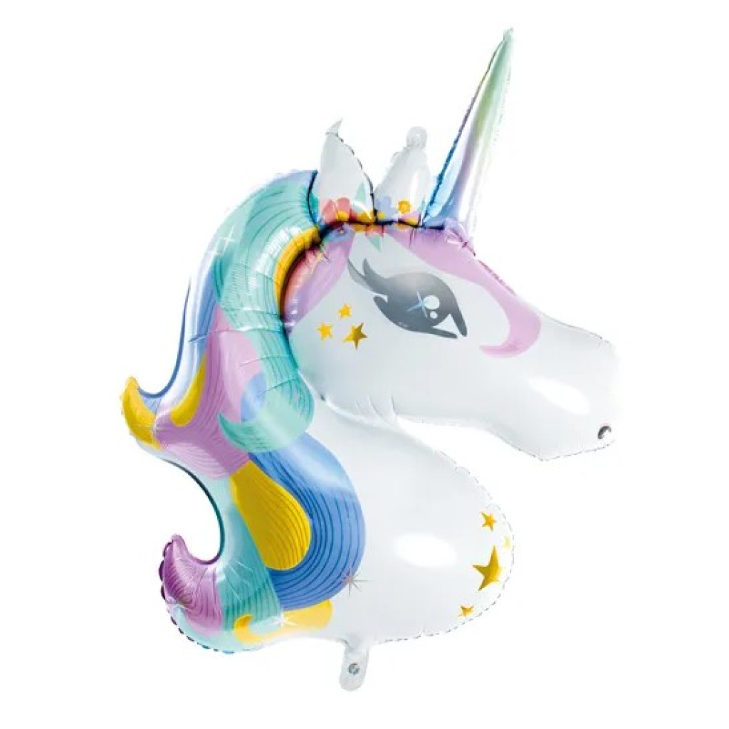 Μπαλόνι Foil Μονόκερος Unicorn Λευκός με διάφορα χρώματα 90εκ Χ 73εκ