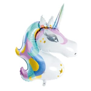 Μπαλόνι Foil Μονόκερος Unicorn Λευκός με διάφορα χρώματα 90εκ Χ 73εκ