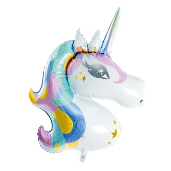 Μπαλόνι Foil Μονόκερος Unicorn Λευκός με διάφορα χρώματα 90εκ Χ 73εκ