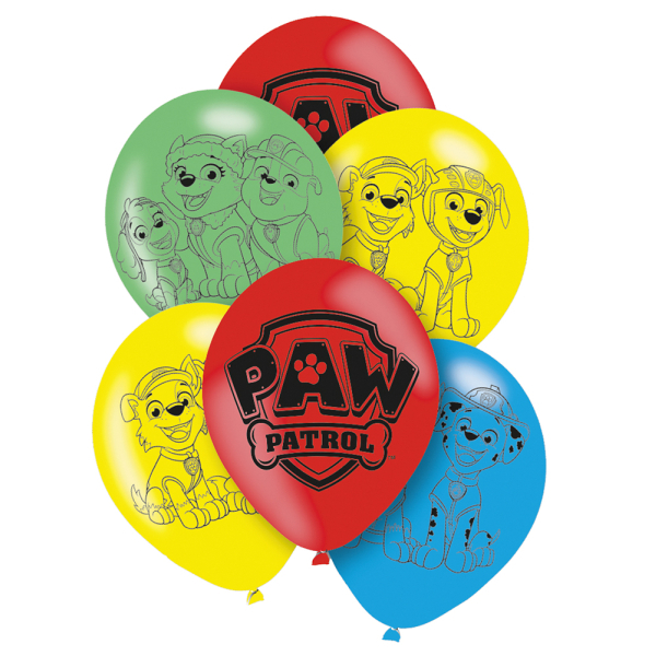 Μπαλόνια Latex 11'' "Paw Patrol" Διάφορα χρώματα - Συσκ. 6 τμχ