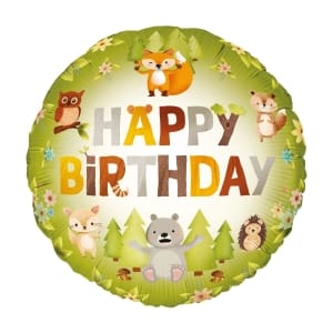 Μπαλόνι Foil 18″ Happy Birthday "Ζωάκια του Δάσους" 45εκ