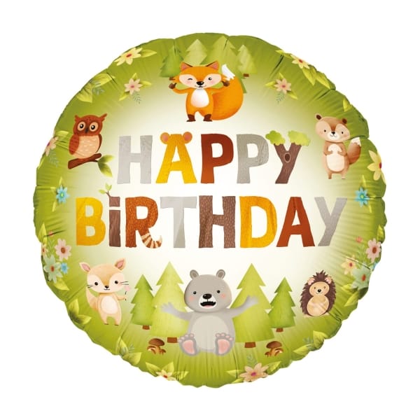 Μπαλόνι Foil 18″ Happy Birthday "Ζωάκια του Δάσους" 45εκ
