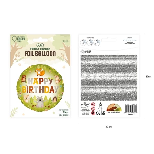 Μπαλόνι Foil 18″ Happy Birthday "Ζωάκια του Δάσους" 45εκ - Image 3