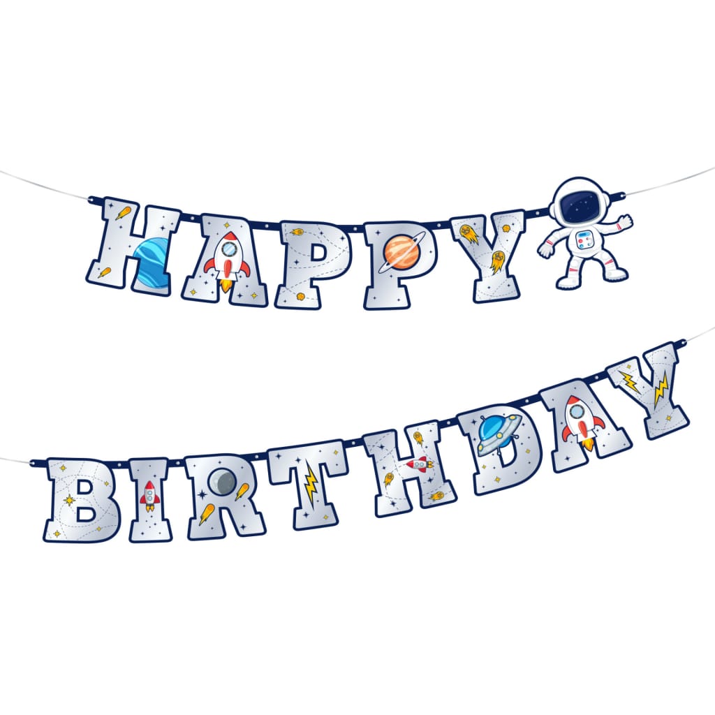 Letter Banner Happy Birthday "Διάστημα - Space" (220x16εκ)
