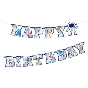 Letter Banner Happy Birthday "Διάστημα - Space" (220x16εκ)