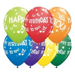 Μπαλόνια Latex 13'' Tυπωμένα Happy Birthday Μουσικές Νότες / τμχ