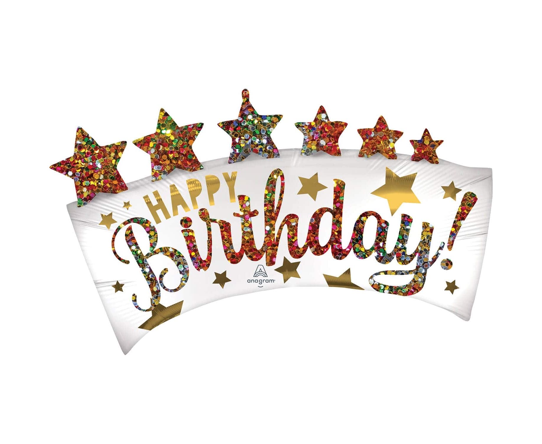 Μπαλόνι Foil Super Shape Banner Glitter Happy Birthday 34'' / 86 4εκ.