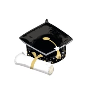 Μπαλόνι Foil Black Grad Cap & White Diploma / 63 εκ x 63 εκ - Καπέλο αποφοίτησης με δίπλωμα