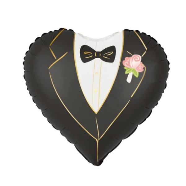 Μπαλόνι Foil σε σχήμα καρδιάς Wedding - Groom / Γαμπρός 18'' / 46εκ