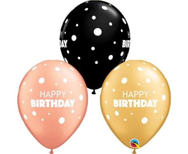 Μπαλόνια Latex 11'' Tυπωμένα Big & Little Dots Happy Birthday
