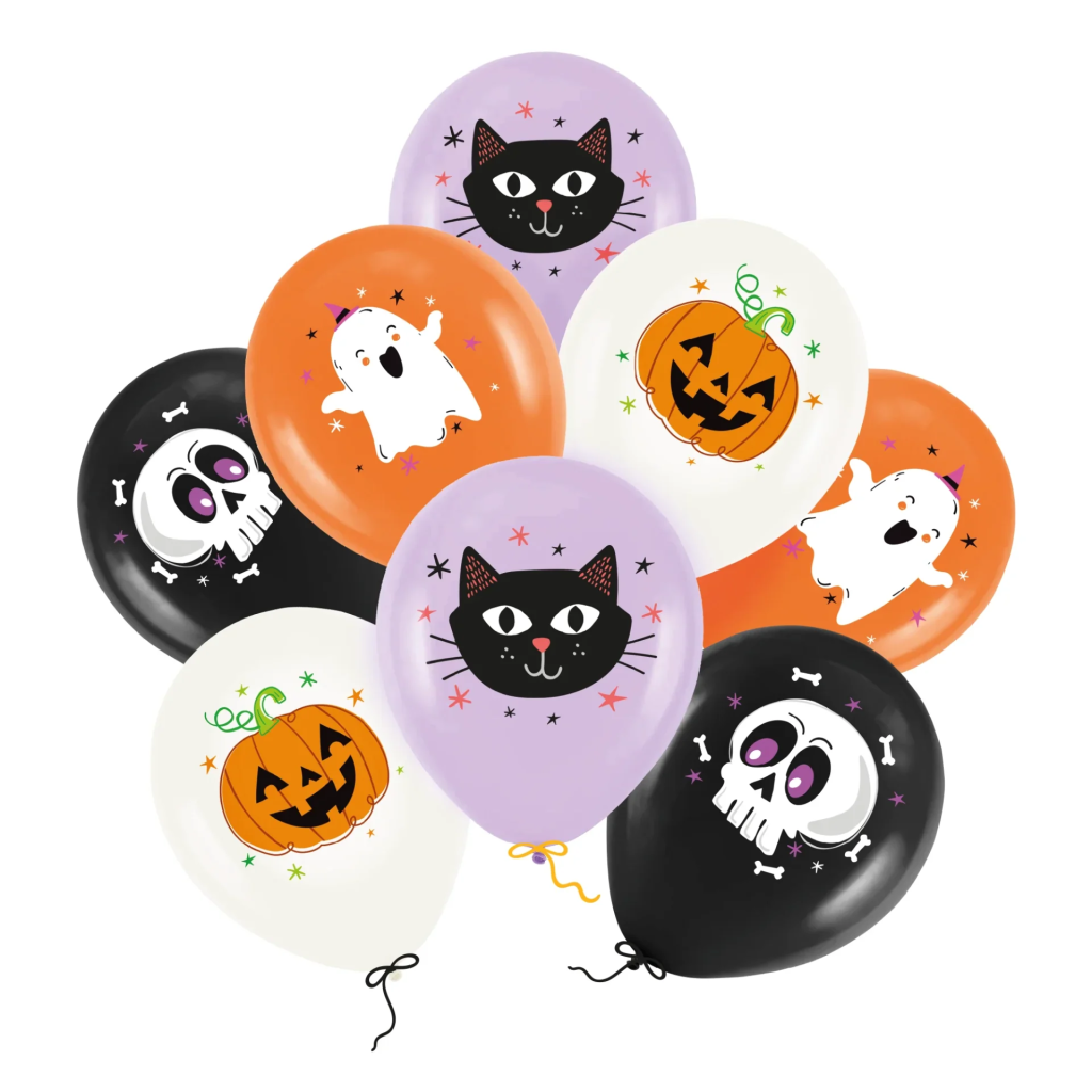 Μπαλόνια Latex 12" Τυπωμένο με θέμα Halloween  Συσκ. 8 τμχ