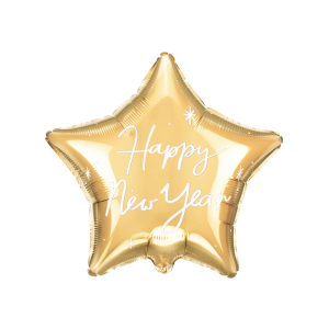 Foil Μπαλόνι Αστέρι Happy New Year 47x50 cm Χρυσό