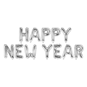Foil Μπαλόνι Γράμματα  Happy New Year 422 x 46 cm Ασημί ( Φουσκώνει με αέρα )