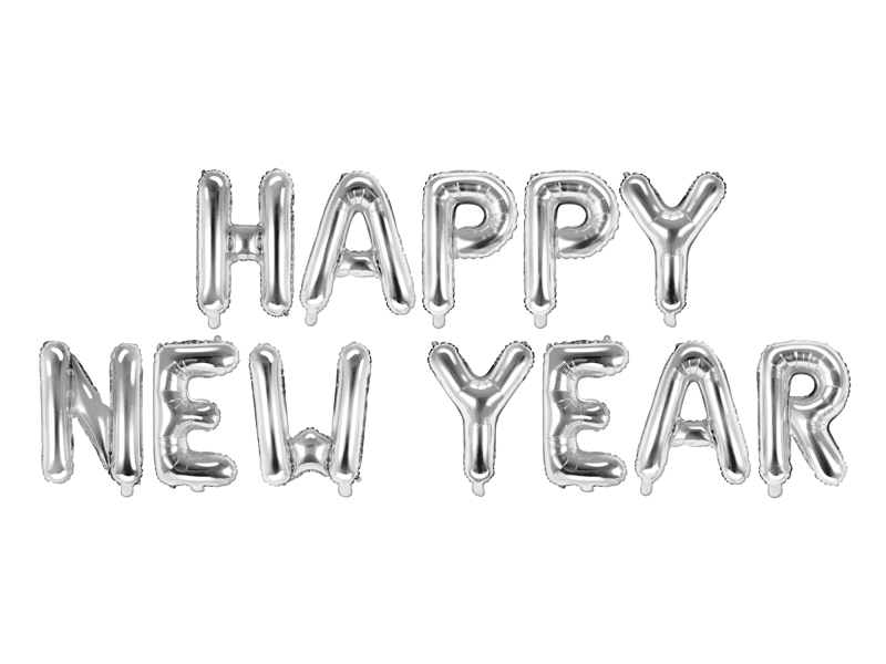 Foil Μπαλόνι Γράμματα Happy New Year 422 x 46 cm Ασημί ( Φουσκώνει με αέρα )