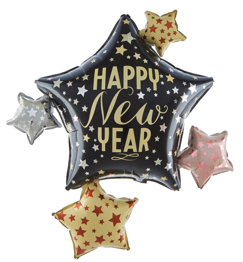 Foil Μπαλόνι Happy New Year Stars 83x90 cm