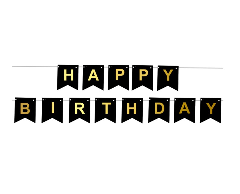 Banner Happy Birthday Μαύρο