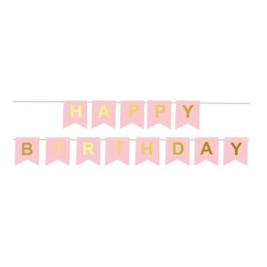Banner Happy Birthday Ροζ