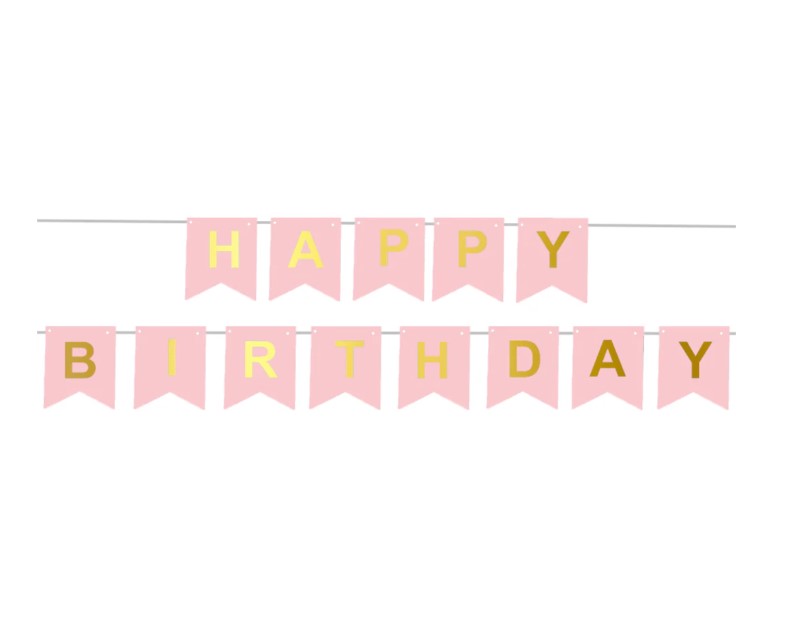 Banner Happy Birthday Ροζ